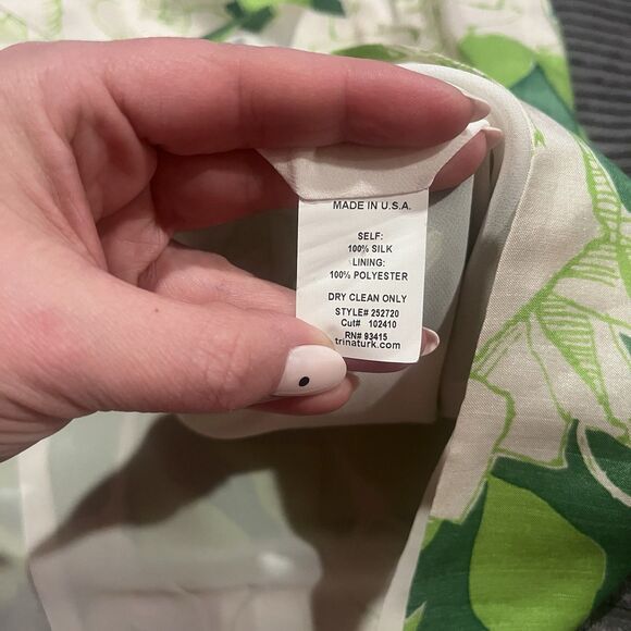 New! Trina Turk Floral Skirt Size 4, Green, Lined, Side Zip Silk - Picture 11 of 11